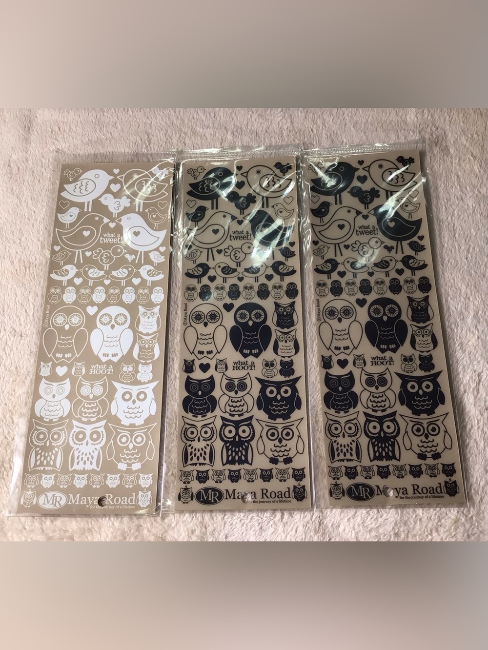Black Owl & Bird rub-on sheets